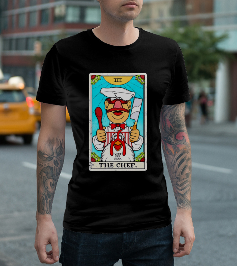 The Chef Tarot Card Vert Der Ferk Spoon Cleaver Chicken T-Shirt