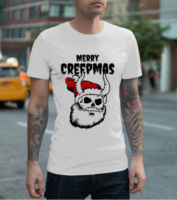 Merry Creepmas Horror Santa Skull Christmas T-Shirt