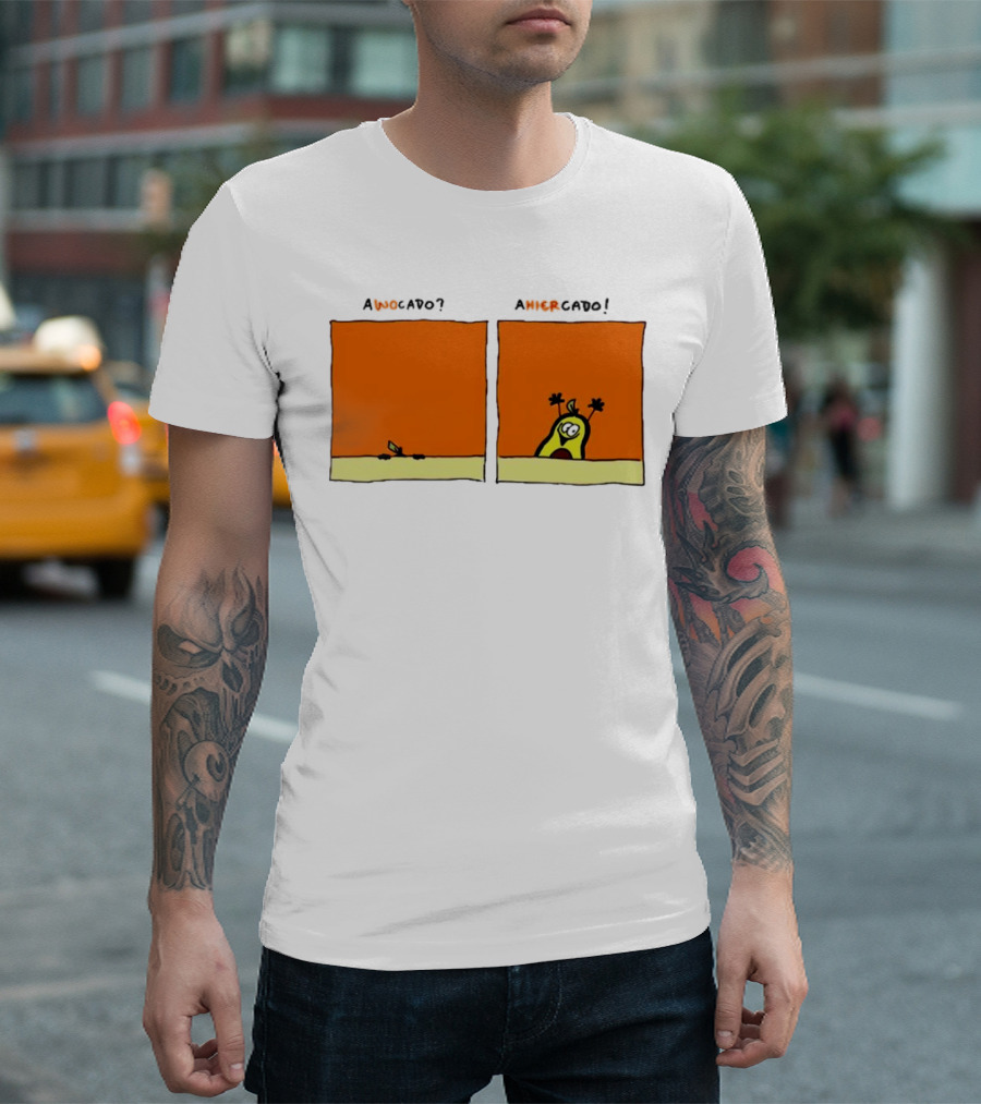 Awocado Ahiercado Funny Avocado Comic Two Panel Joke T-Shirt