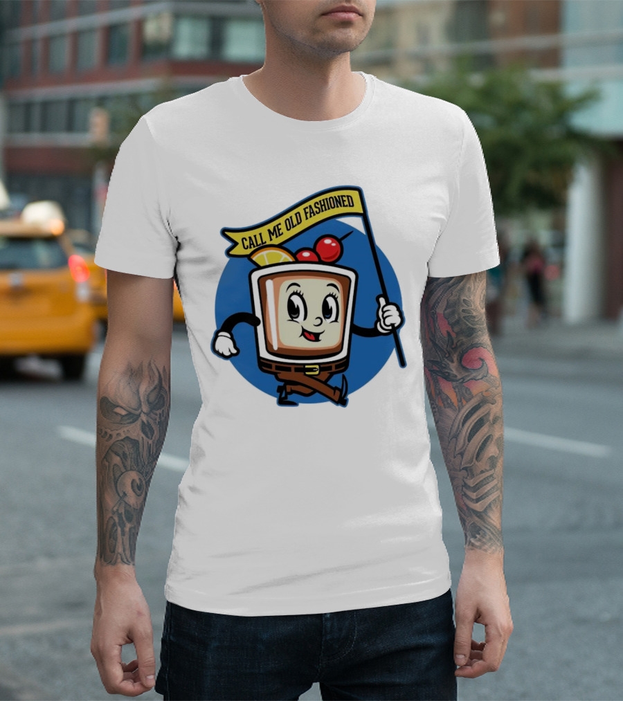 Call Me Old Fashioned Cherry Orange Cocktail Cartoon T-Shirt