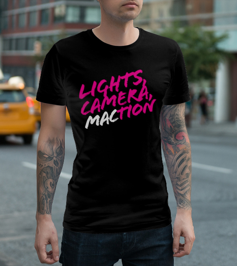 Lights Camera Maction Bold Neon Pink T-Shirt