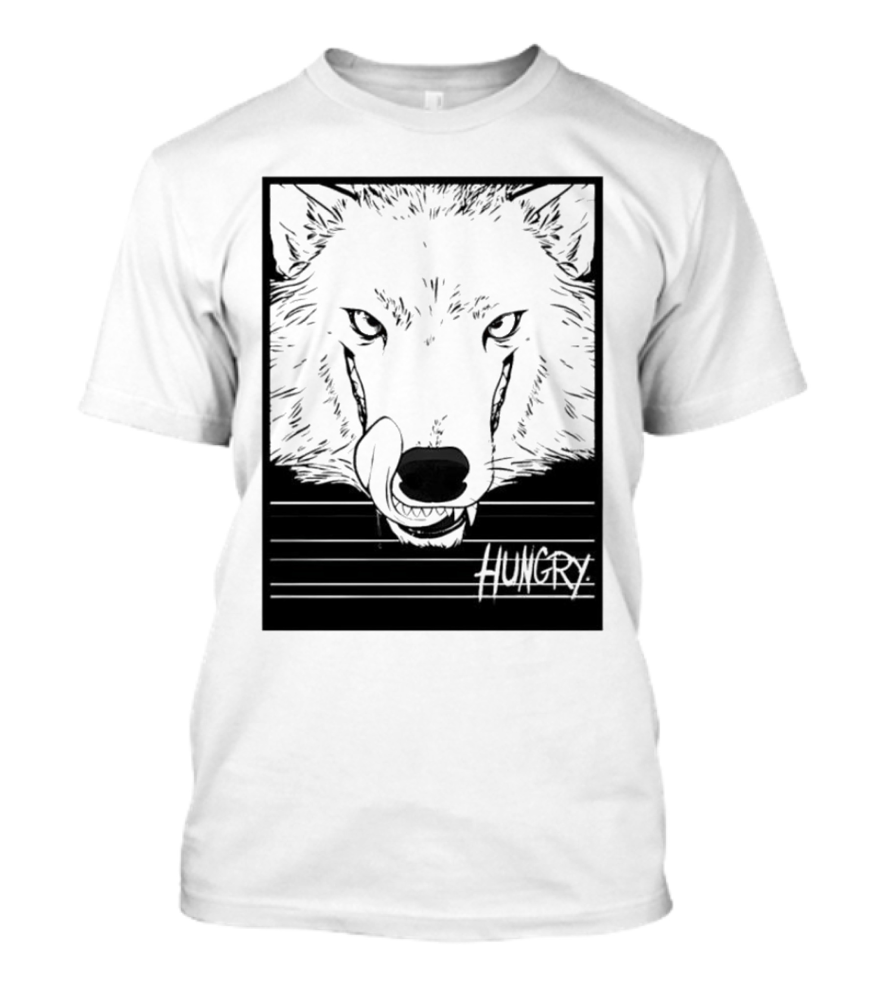 Wolf Hungry Fierce Stare With Textured Brush Strokes T-Shirt