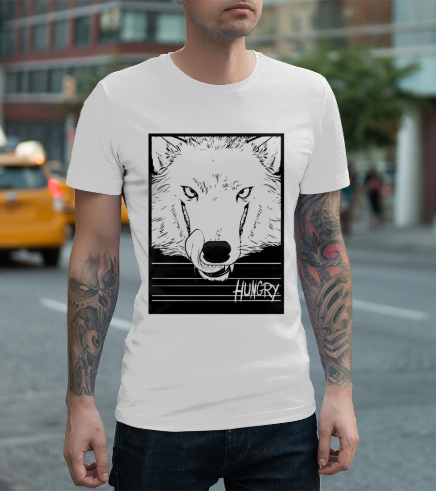 Wolf Hungry Fierce Stare With Textured Brush Strokes T-Shirt