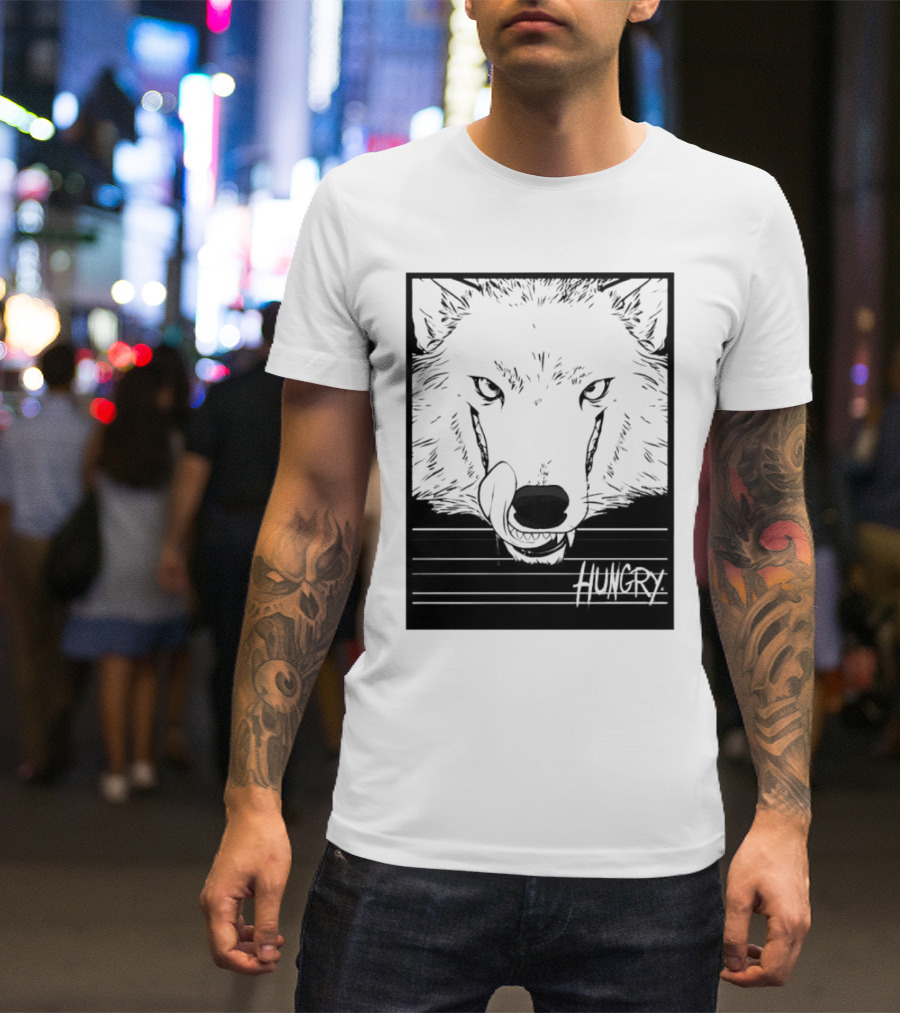 Wolf Hungry Fierce Stare With Textured Brush Strokes T-Shirt