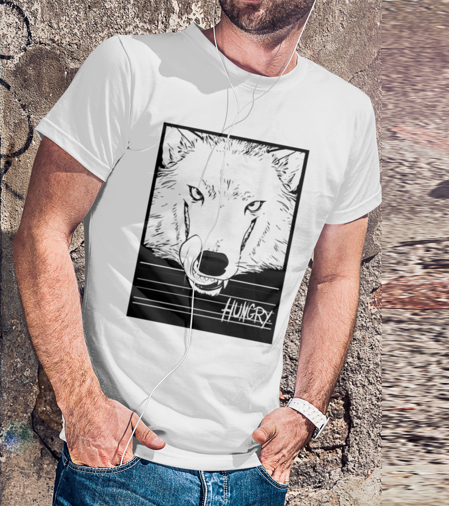 Wolf Hungry Fierce Stare With Textured Brush Strokes T-Shirt
