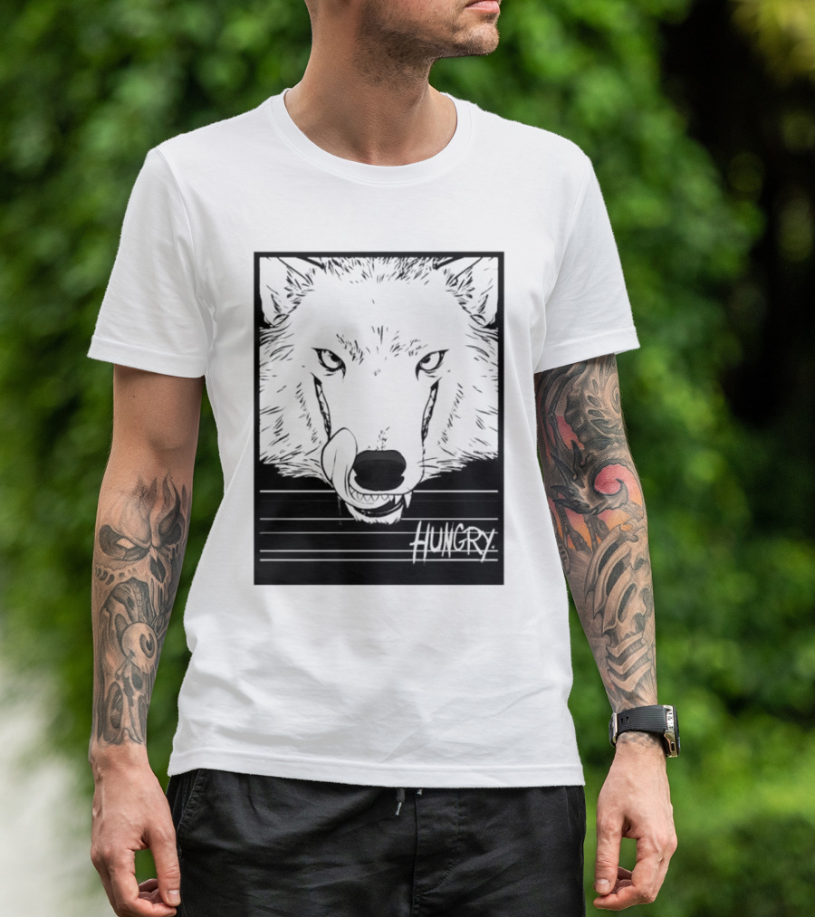 Wolf Hungry Fierce Stare With Textured Brush Strokes T-Shirt