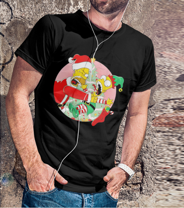 You Are Not Santa's Helper Animated Christmas Family Fight T-Shirt