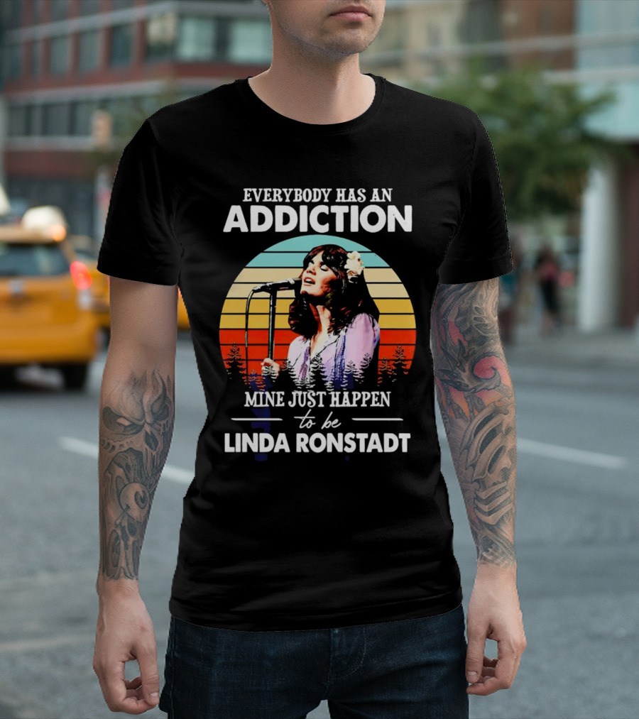 Everybody Has An Addiction Mine Just Happen To Be Linda Ronstadt Vintage Sunset Microphone Performance T-Shirt