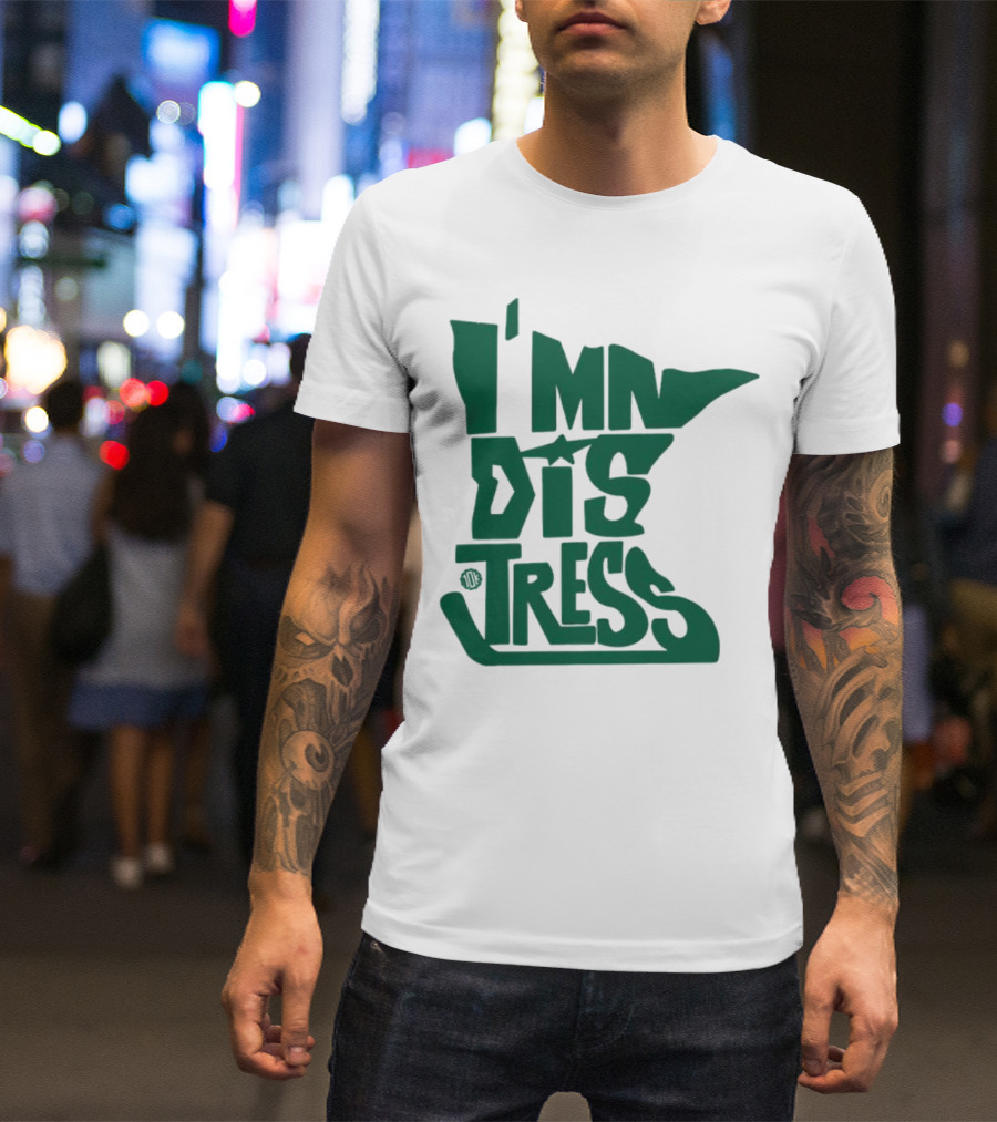 I MN Dis Tress Minnesota Silhouette And Hockey Stick T-Shirt