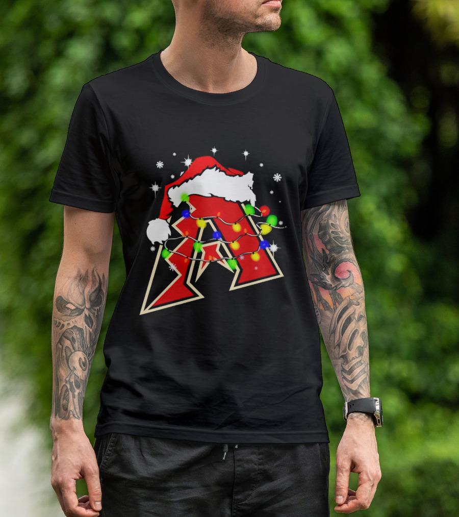 Santa Hat Arizona Diamondbacks Christmas Lights T-Shirt