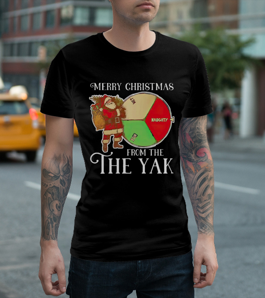 Merry Christmas from the Yak Santa Naughty Nice Wheel T-Shirt