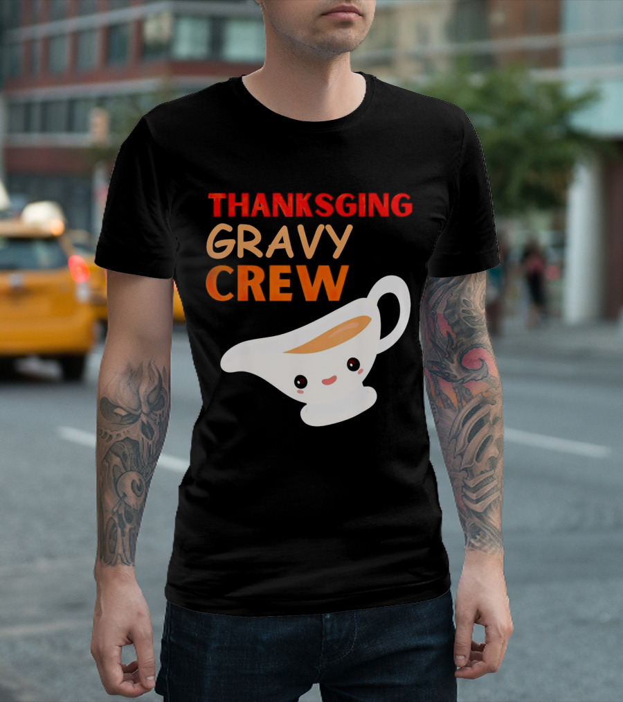 Thanksgiving Gravy Crew Smiling Saucy Boat T-Shirt