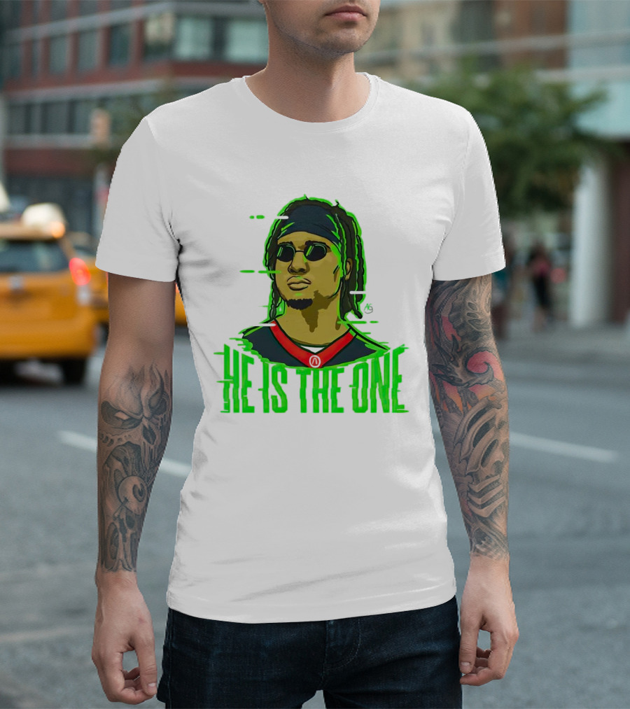 He Is The One Cryptic Neon Style Cartoon T-Shirt