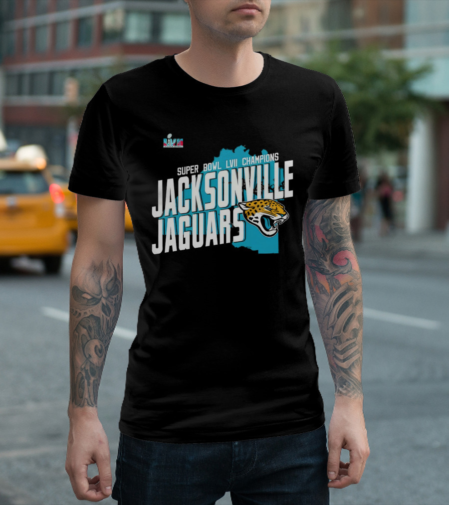 Jacksonville Jaguars Super Bowl LVII Champions Logo and Map T-Shirt