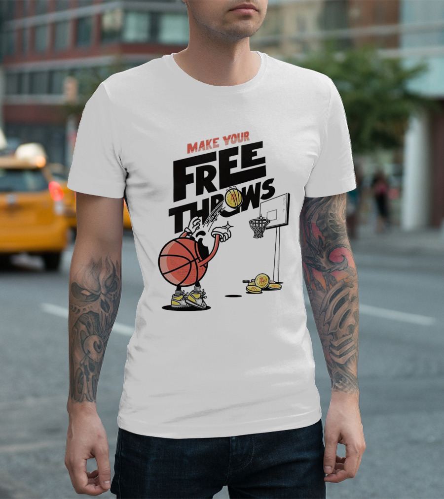 Make Your Free Throws Basketball Cartoon Coin Scoring T-Shirt