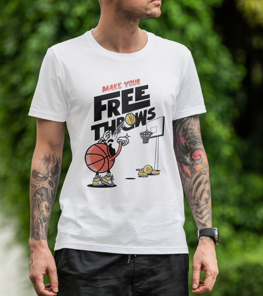 Make Your Free Throws Basketball Cartoon Coin Scoring T-Shirt
