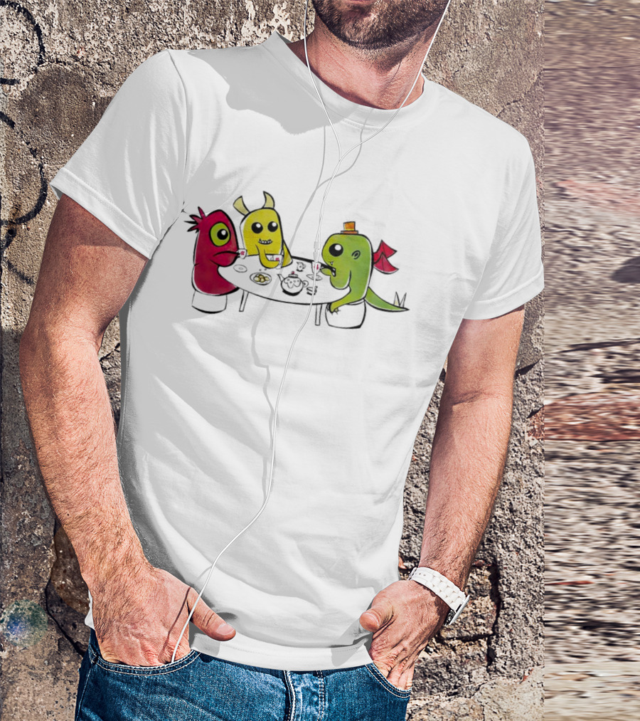 Monster Tea Party At Table With Cookies And Teacups T-Shirt