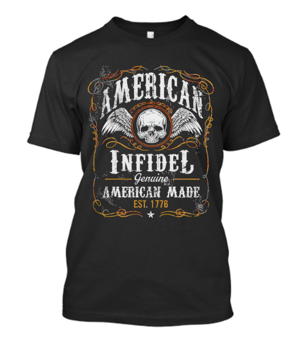 American Infidel Genuine American Made Est 1776 Skull Wings T-Shirt