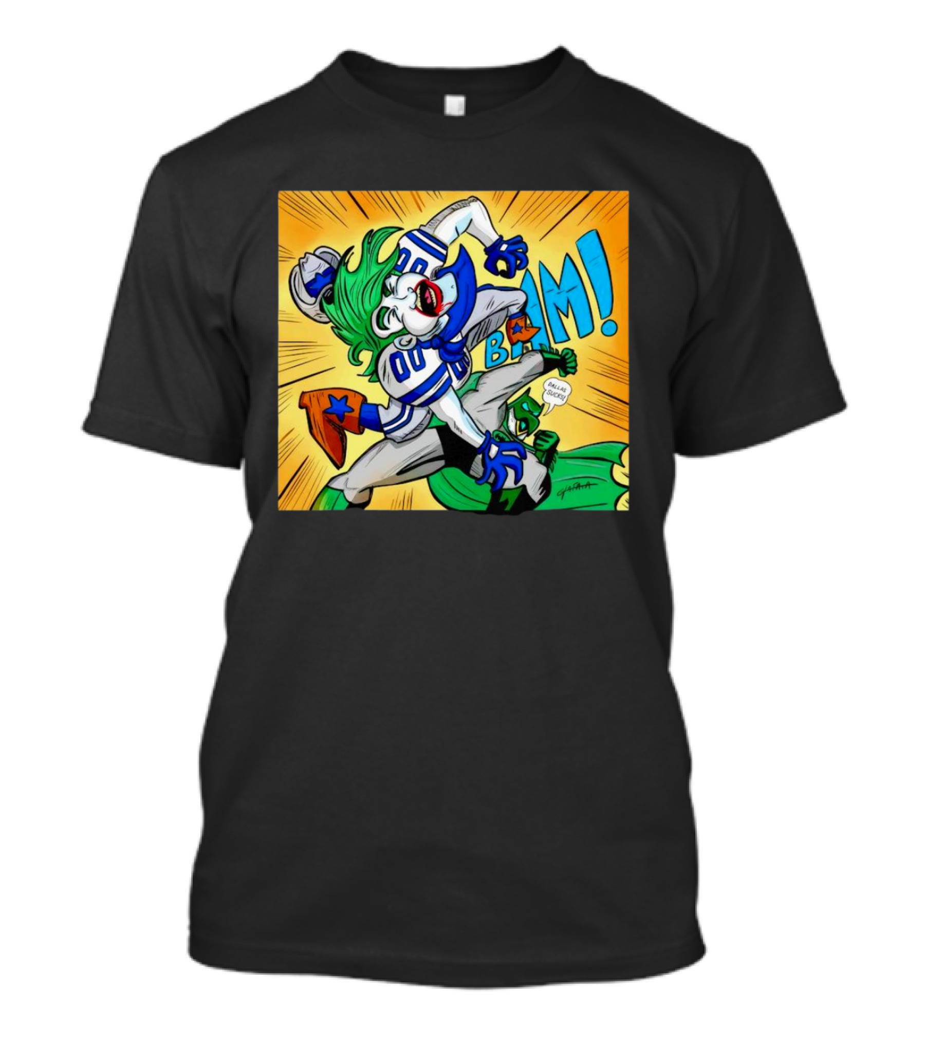 Dallas Sucks Joker Vs Batman Comic Style BAM Speech Bubble T-Shirt