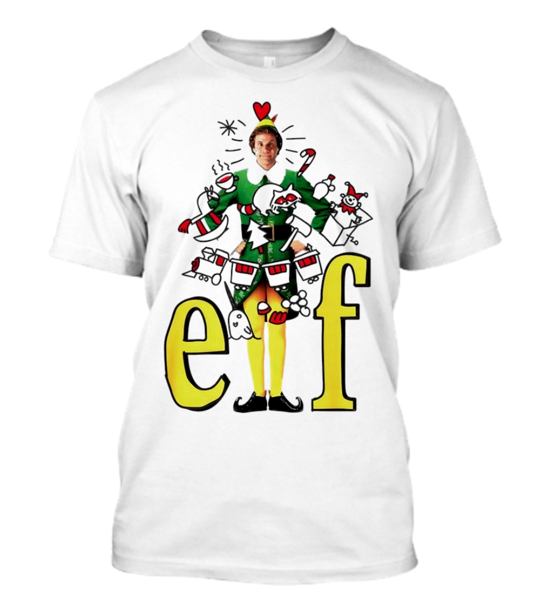 Elf Movie Inspired Christmas Sketch Design Featuring Iconic Character T-Shirt