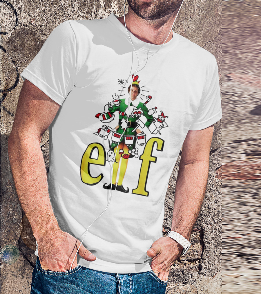 Elf Movie Inspired Christmas Sketch Design Featuring Iconic Character T-Shirt