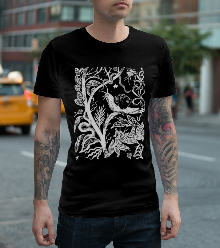 Elispencer November Enchanted Forest Snail Motif T-Shirt