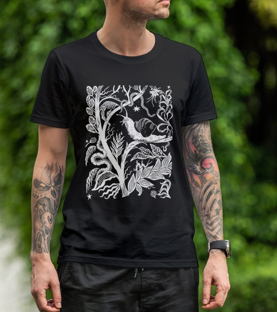 Elispencer November Enchanted Forest Snail Motif T-Shirt