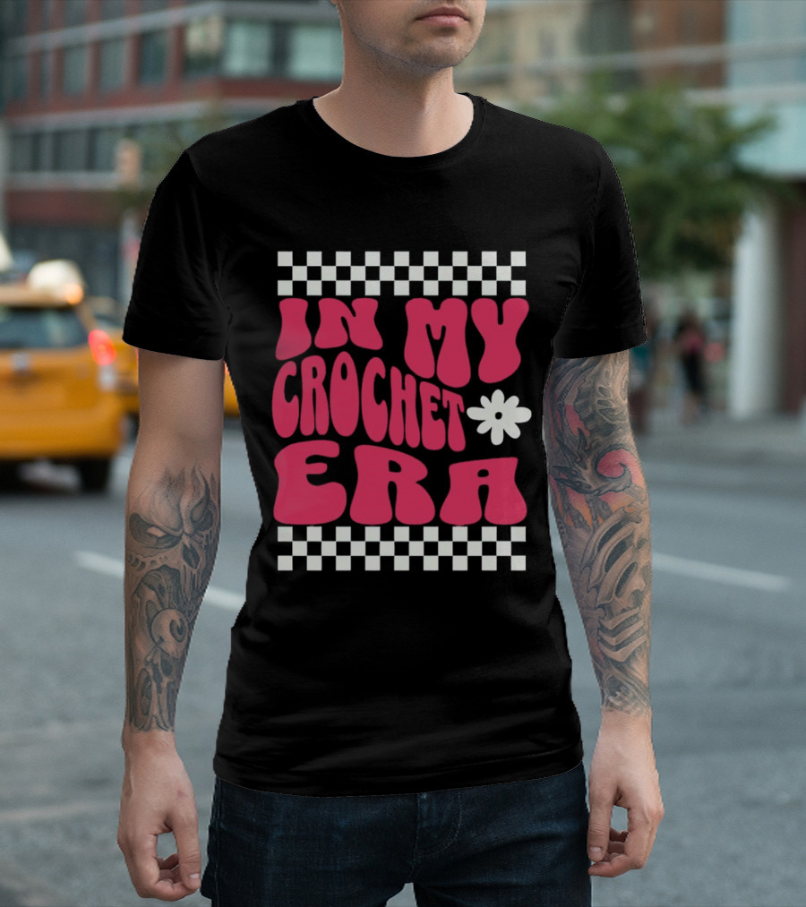 In My Crochet Era Checkerboard Flower Power T-Shirt