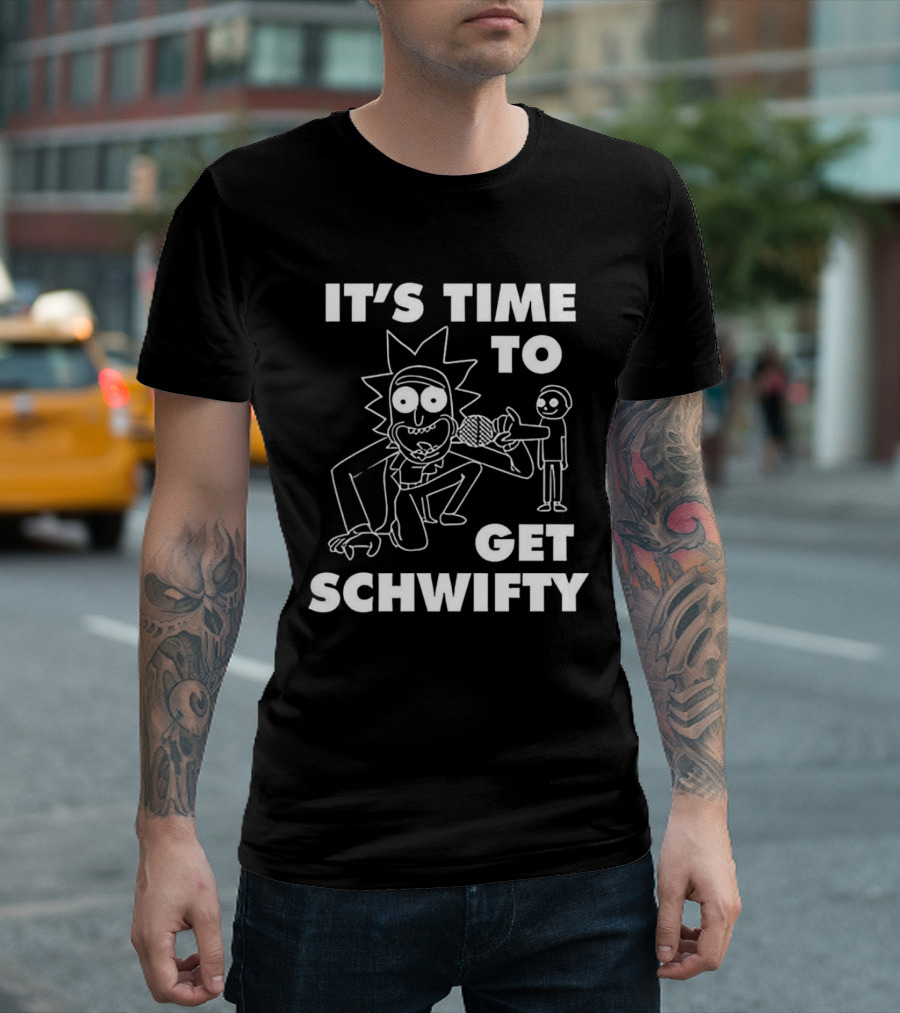 It's Time to Get Schwifty Character Holding Microphone Sketch T-Shirt
