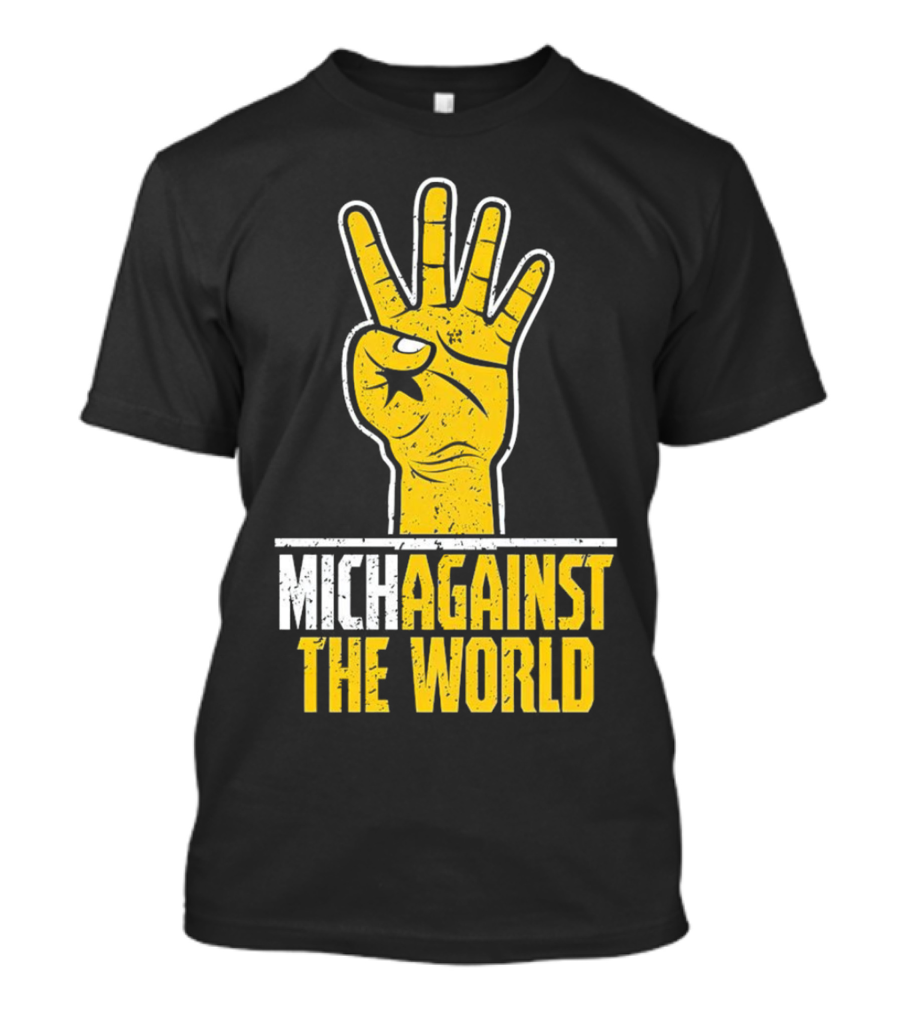 Mich Against The World Football Fan Hand T-Shirt