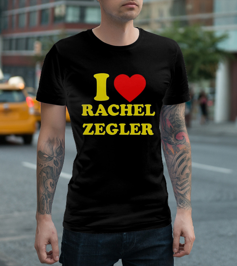 I Love Rachel Zegler Bold Yellow Letters With Red Heart T-Shirt