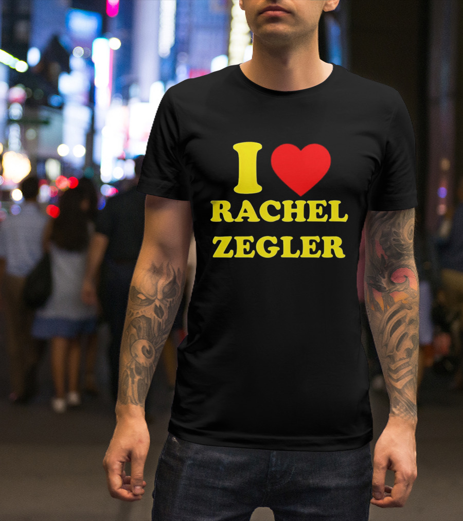I Love Rachel Zegler Bold Yellow Letters With Red Heart T-Shirt