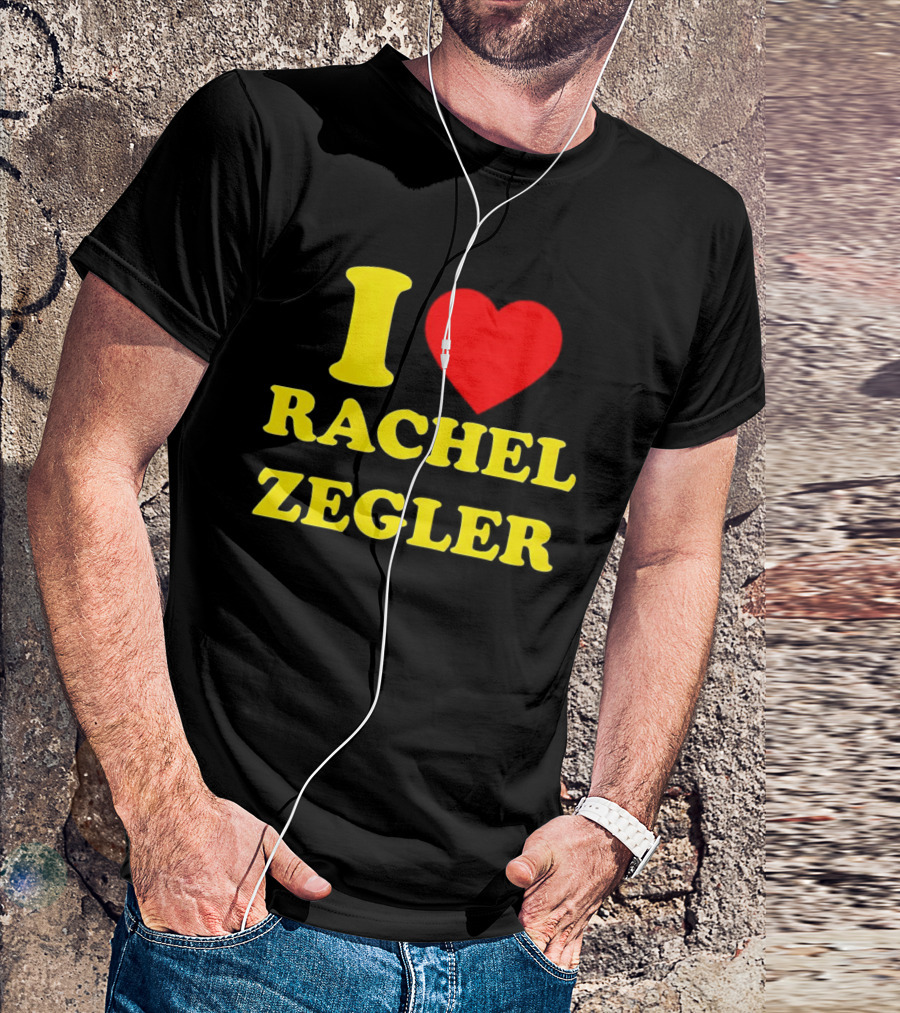 I Love Rachel Zegler Bold Yellow Letters With Red Heart T-Shirt
