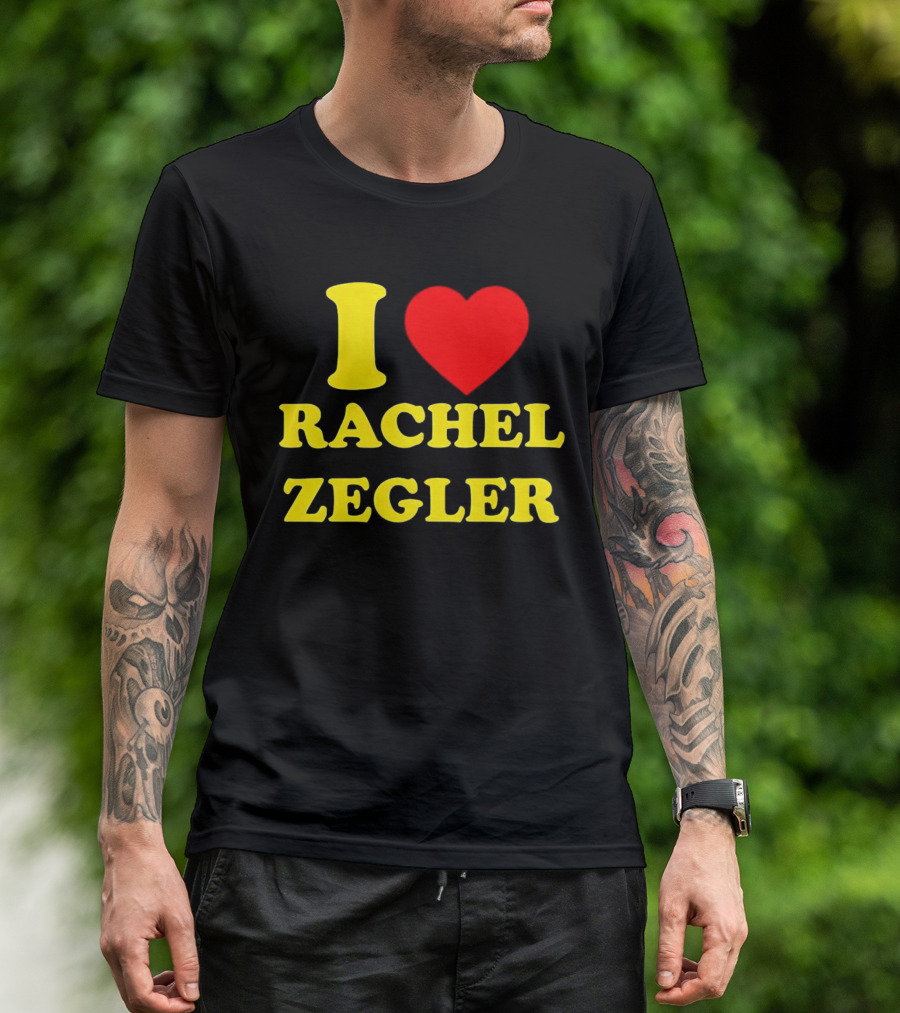I Love Rachel Zegler Bold Yellow Letters With Red Heart T-Shirt