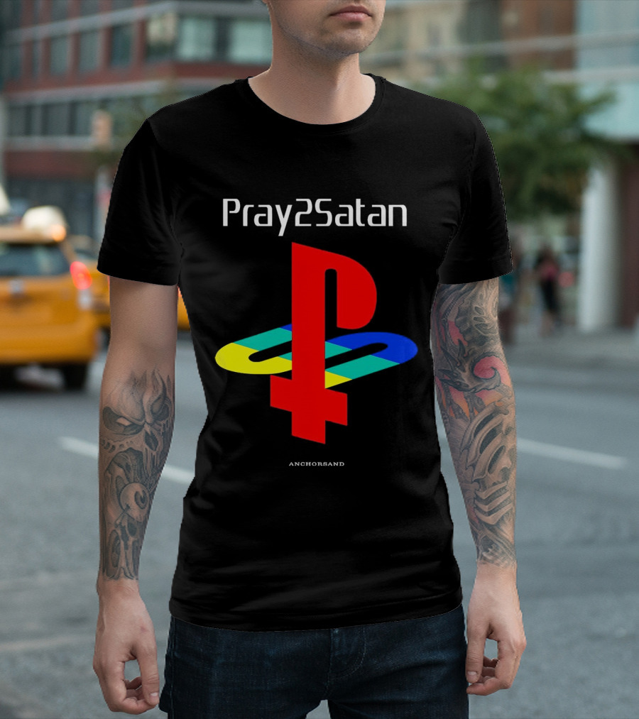 Pray2Satan Anchorsand Playstation T-Shirt
