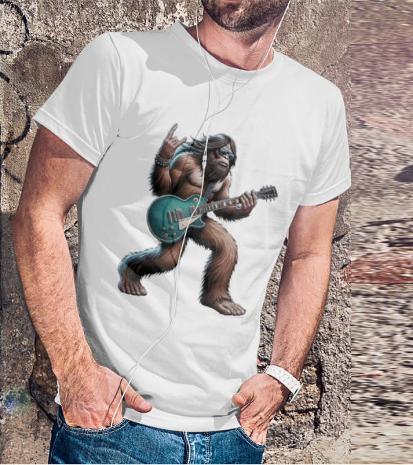 Bigfoot Rocking Out With Electric Guitar T-Shirt