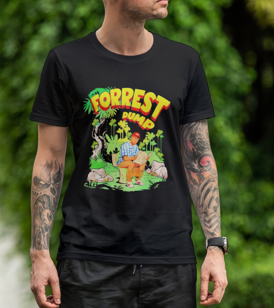 FORREST DUMP CARTOON TOILET JUNGLE READING T-Shirt