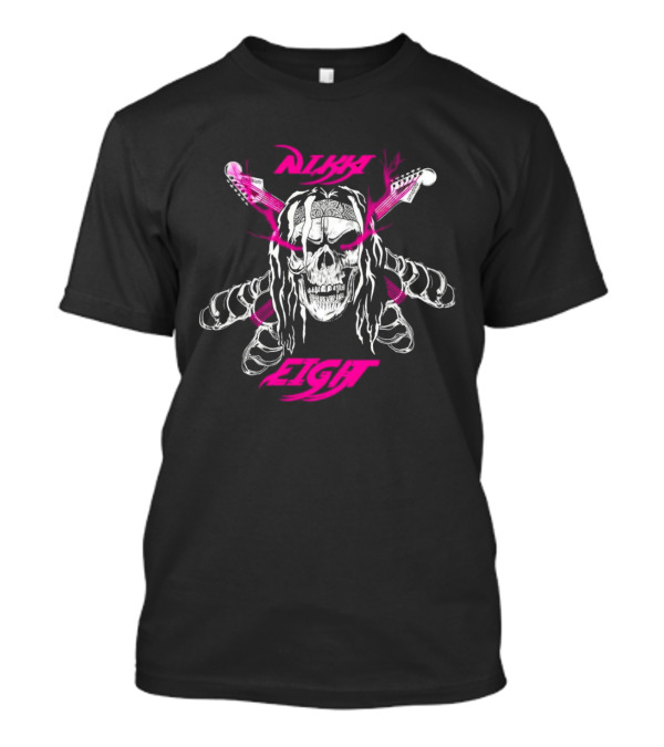 Nikki Eight Eight Skull Crossbones Guitars Pink Bandana T-Shirt