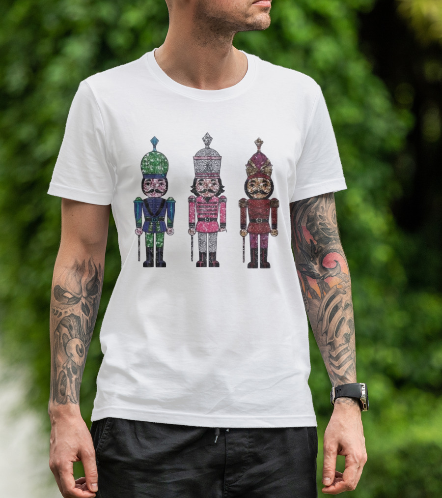 Nutcracker Christmas Glitter Soldiers Trio T-Shirt