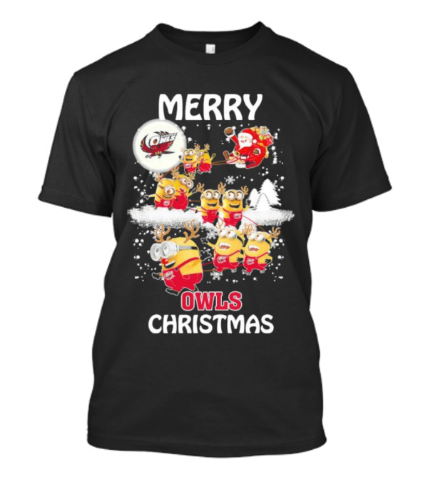 Minions Merry Temple Owls Christmas Santa Snow Scene T-Shirt