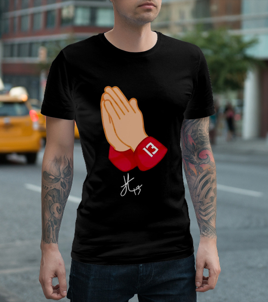 Jordan Travis Signature Praying Hands Number 13 Autograph T-Shirt