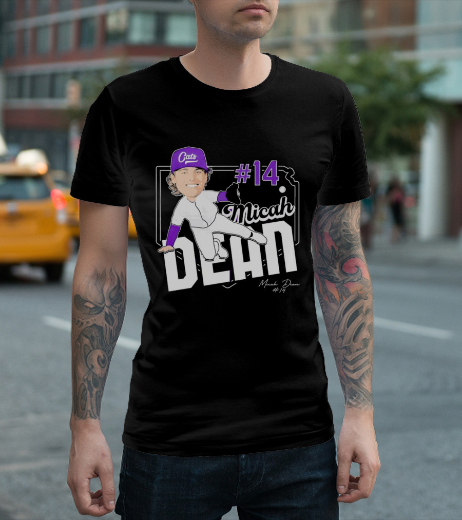 Micah Dean #14 Kansas State Wildcats Cats Infielder Signature T-Shirt