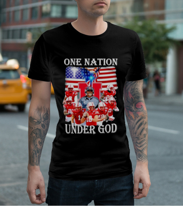 One Nation Under God Nebraska Cornhuskers USA Flag T-Shirt