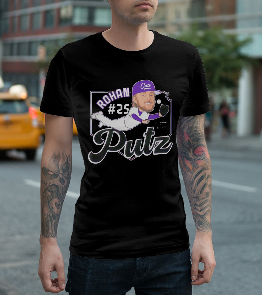 Rohan Putz #25 Kansas State Wildcats Cats Outfielder Signature T-Shirt