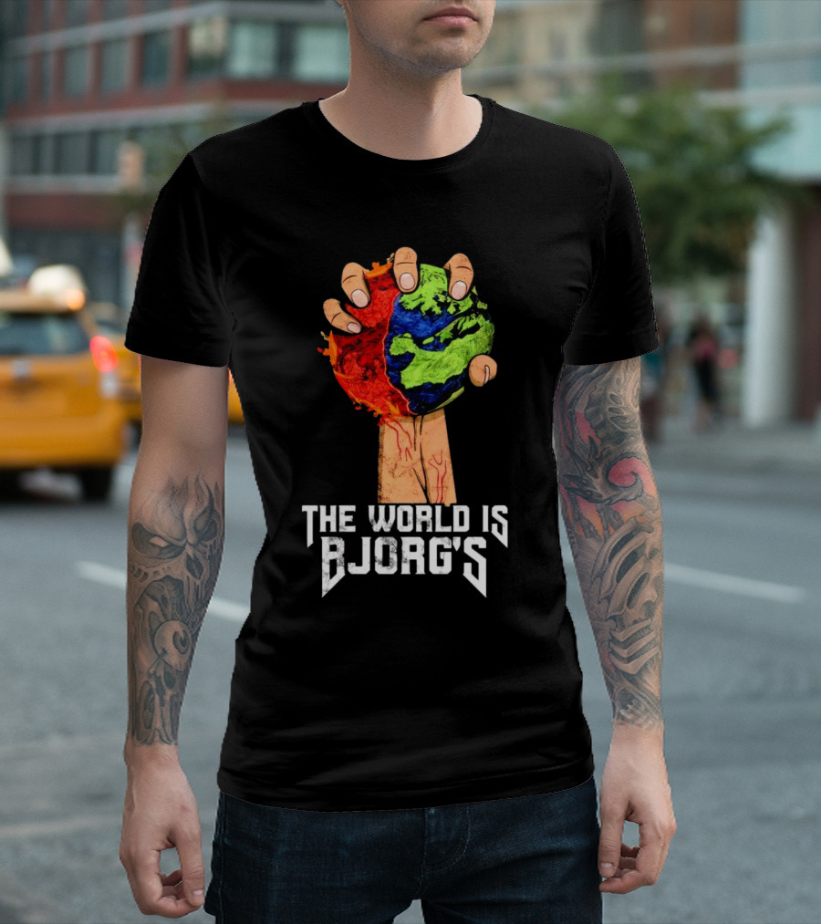 The World Is Bjorg's Hand Gripping Bloodied Earth T-Shirt