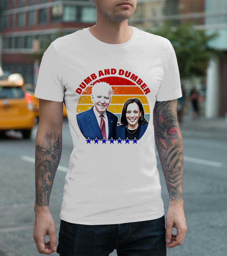Dumb And Dumber Joe Biden Kamala Harris Retro Stars T-Shirt