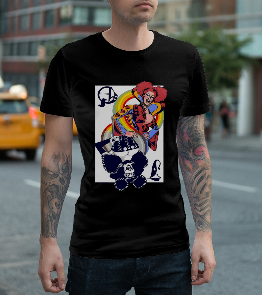 Jimbo Queen Of Hearts Playing Card Rainbow Drag T-Shirt