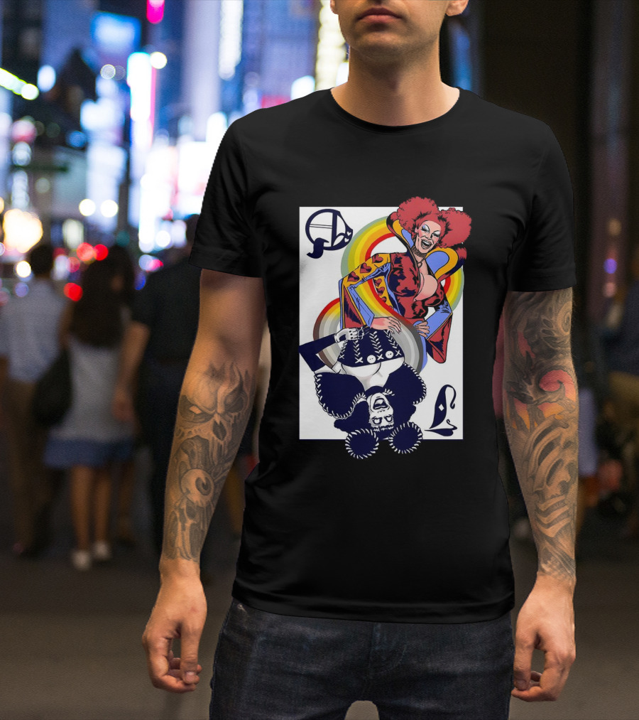 Jimbo Queen Of Hearts Playing Card Rainbow Drag T-Shirt