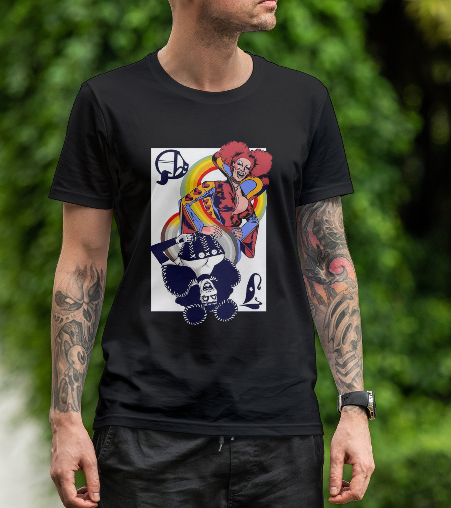 Jimbo Queen Of Hearts Playing Card Rainbow Drag T-Shirt