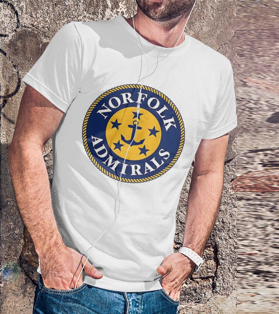 Norfolk Admirals Anchored Stars Emblem Navy Yellow T-Shirt